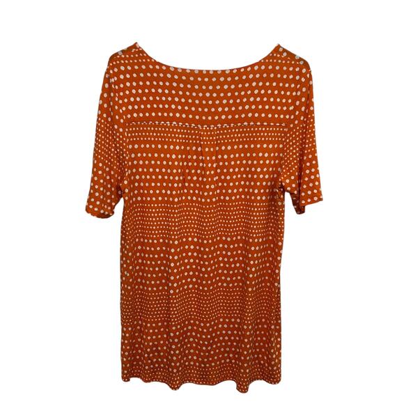 Fall‎ Chic Polka Dot Tunic Top Chico’s Orange Short Sleeve Size XL (2) - Picture 3 of 7